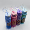 Five colorful leak-proof insulated water bottles with silicone carry straps arranged in a row.