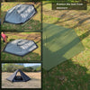 A large waterproof camping ground mat is shown protecting a tent from moisture on the ground.