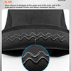 Close-up of a black knee sleeve showing wave silicone movement design for increased friction.