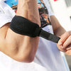Black elastic wrist brace used to support the tennis elbow area on an arm.