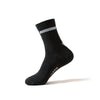 Black performance athletic running sock with a light gray stripe detail