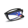 Black folding reading glasses with blue anti-blue light protection lens
