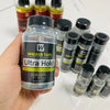 A hand holds a bottle of Walker Tape Ultra Hold Hair System Adhesive with various numbered options.