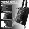Black Oxford cloth magnetic water bottle bag showing details like a drawstring closure, durable metal buckle, and smooth meta