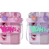 A set of four double-walled drinking cups in various pastel colors, including lime green, pink, purple, and mint green.