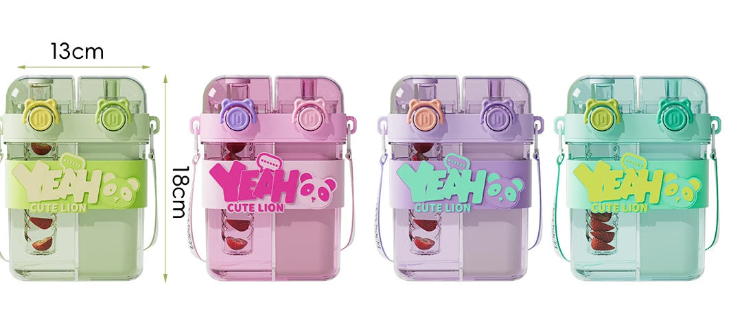 A set of four double-walled drinking cups in various pastel colors, including lime green, pink, purple, and mint green.