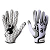 Une paire de gants sport anti-dérapants rugby blanc et noir sur fond blanc.