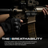 Tactical fingerless gloves with padded mesh and rubberized aero vents used for firearm handling.