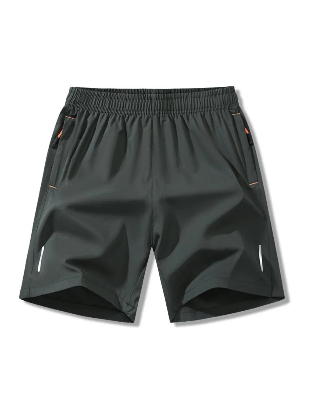Black men's lightweight quick-dry running shorts shown flat lay.