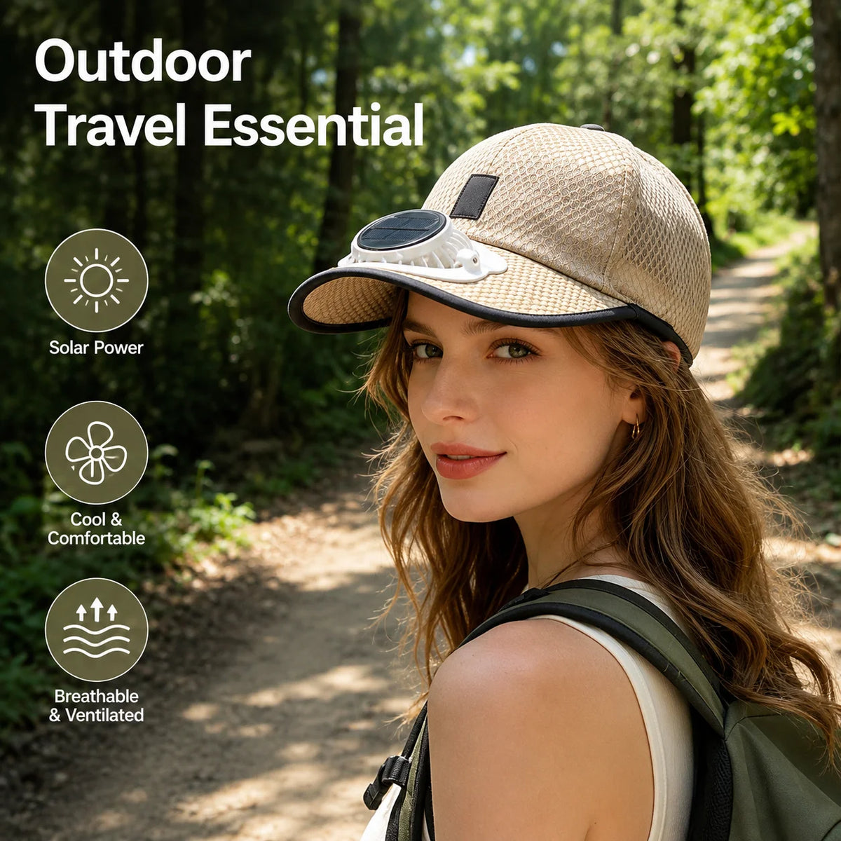 Solar & USB Powered Cooling Fan Hat
