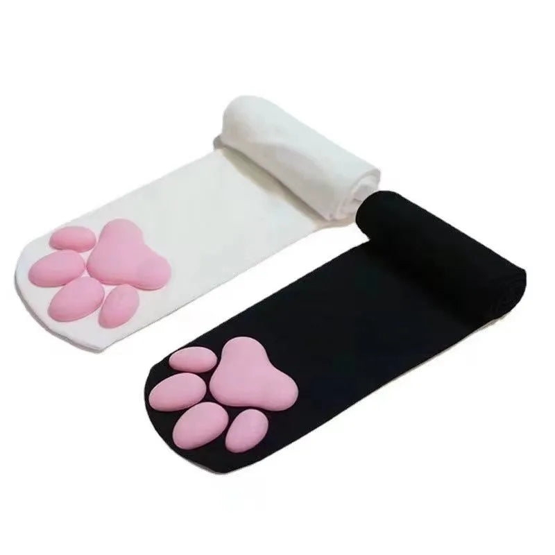 Pink cat paw pad thigh high socks for cosplay