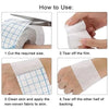 Instrucciones para usar cinta adhesiva no tejida médica, mostrando cómo cortar, despegar y aplicar el paño a la piel