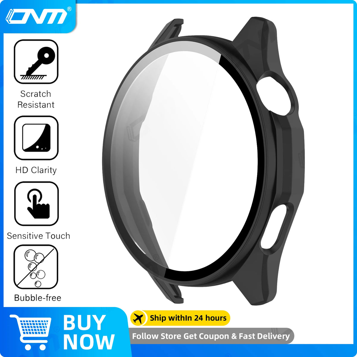 Clear tempered glass and hard PC case for Huawei Watch GT 6 with scratch resistant and HD clarity features
