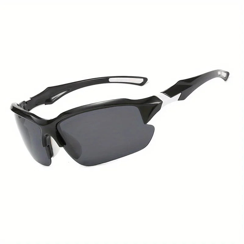 Black polarized sport sunglasses with a white accent frame