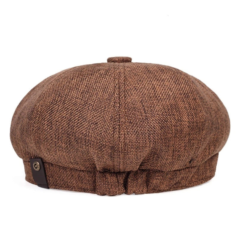 Unisex Linen Newsboy Cap – Retro Octagonal Beret