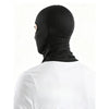 Black thermal balaclava and head covering worn on a person's head and neck.