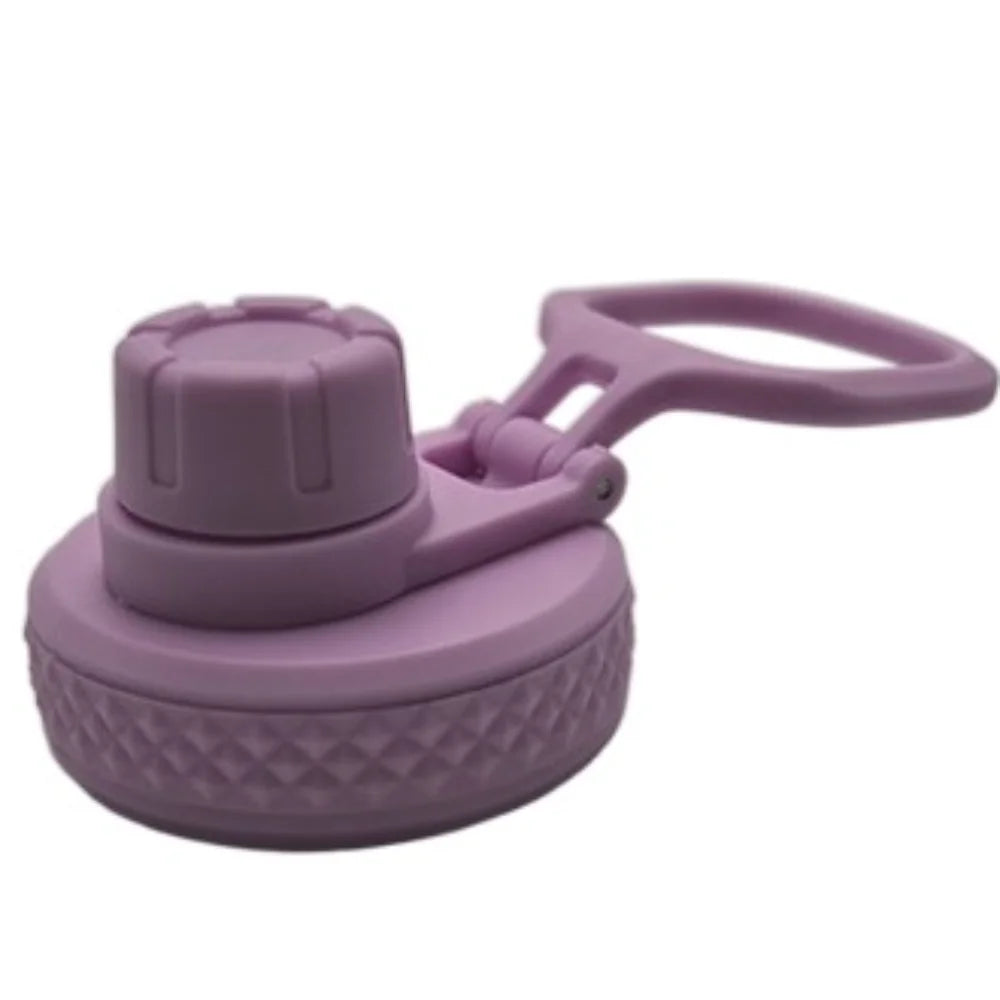 Purple leakproof silicone lid with a clamp mechanism for bottles