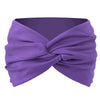 Purple twisted criss cross elastic headband for yoga and sports