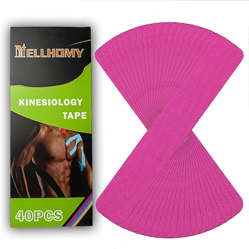 Rollo de cinta kinesiológica rosa con patrón cruzado y empaque para soporte articular.