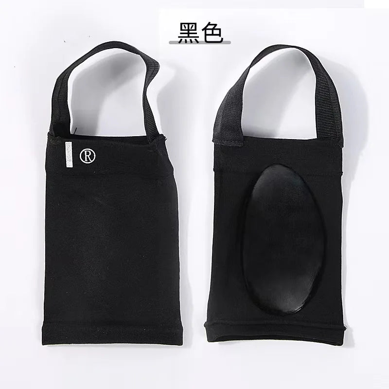 Black silicone arch support insoles shown in a pair, highlighting the contoured shape.