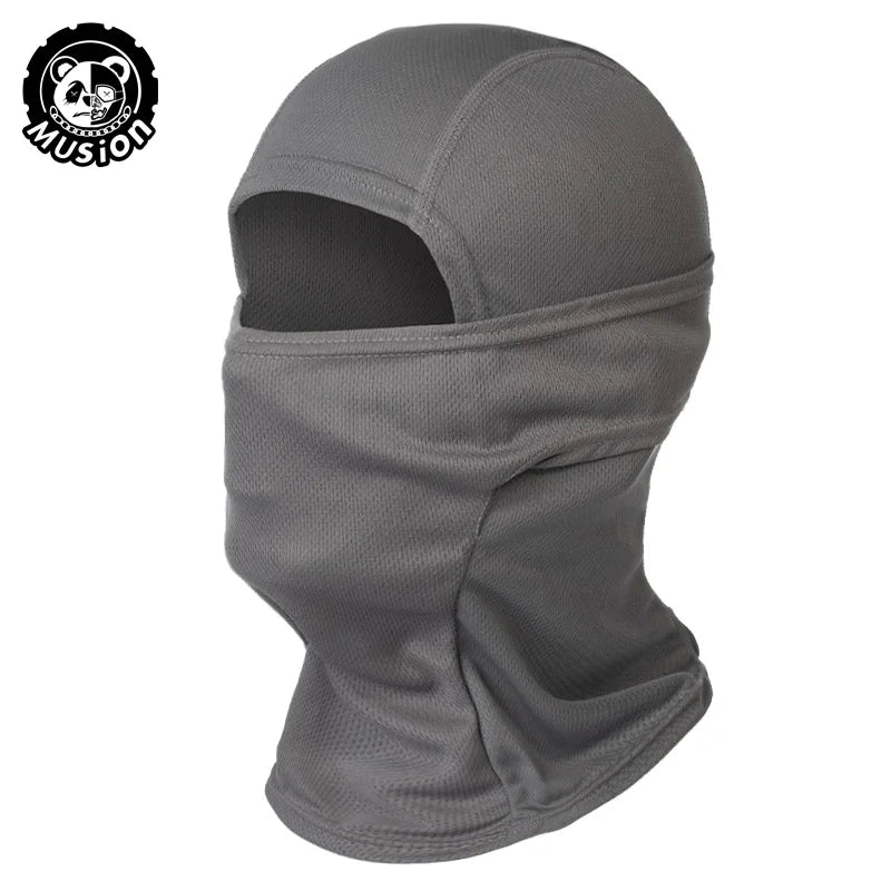 Gray breathable mesh balaclava face mask for sun and dust protection