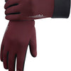 A close-up view of a dark burgundy windproof fleece-lined touchscreen glove.