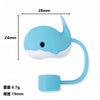 Light blue silicone straw cover with a flexible bendable straw and a loop for tumblers