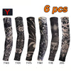 Six black and gray UV protection tattoo arm sleeves displayed in various designs and sizes.