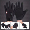 A pair of black multifunctional gloves shown in various views, including a close-up and on a hand.