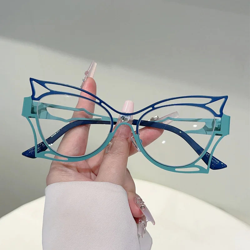 Vintage Oversized Cat Eye Blue Light Glasses for Women