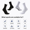 A set of black and white athletic grip socks shown in various styles for sports performance.