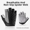 A pair of breathable and non-slip spider web gloves shown in black and gray.
