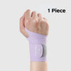 A single purple wrist compression brace is shown on a hand, ready for sports and workout recovery.