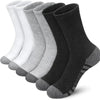 A pack of six men's outdoor gym football socks in various shades of gray and black.