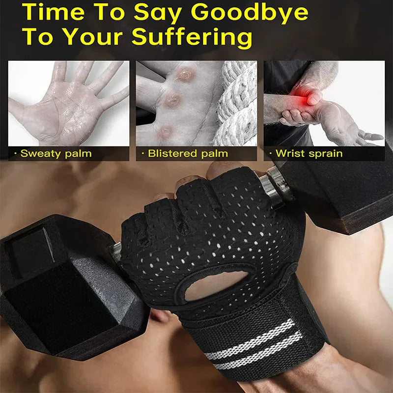 Black breathable cycling gloves being worn on a wrist, demonstrating grip and comfort.