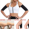 Before and after comparison of arm slimming compression bands used for workout