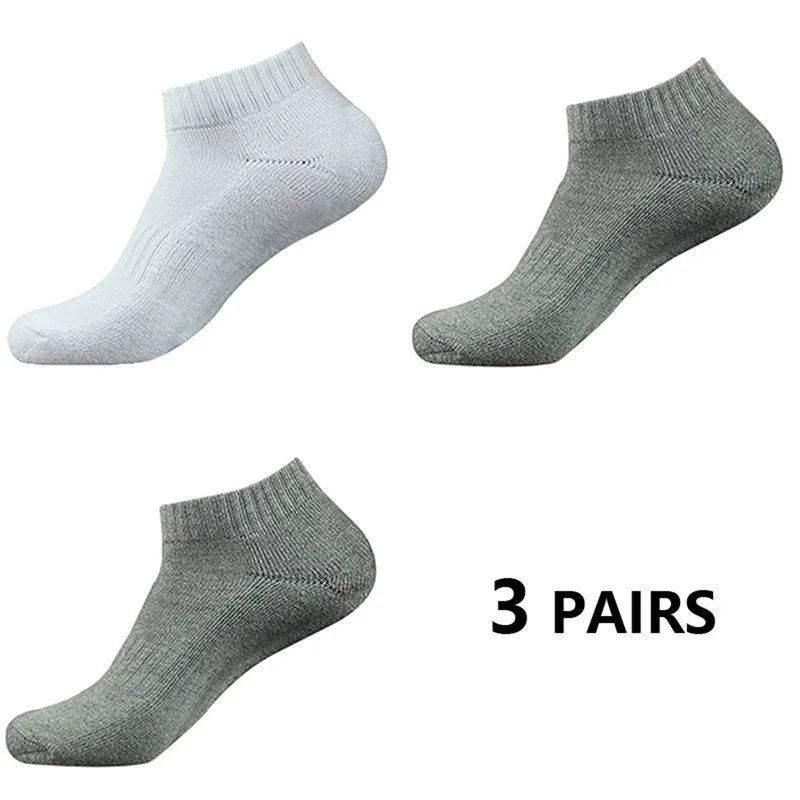 Tres pares de calcetines deportivos de algodón gris para hombre y mujer