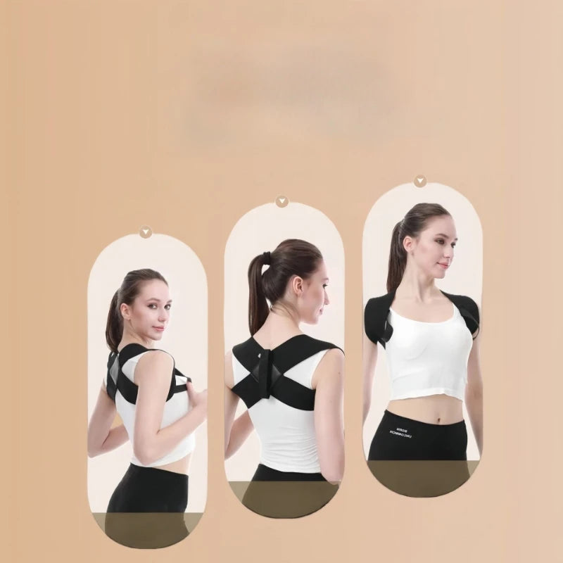 A woman wearing a black and white elastic yoga and fitness support belt for exercise.