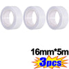 Three rolls of 16mm wide double-sided fashion tape, each 5 meters long.