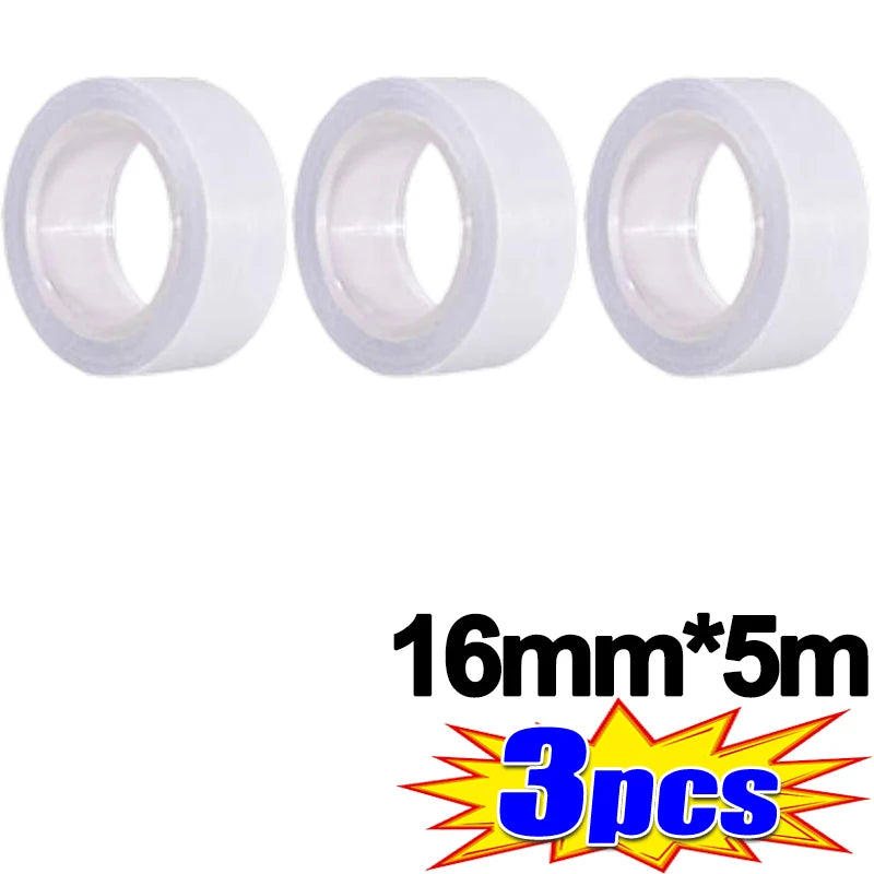 Three rolls of 16mm wide double-sided fashion tape, each 5 meters long.
