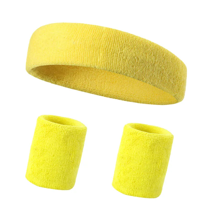 A yellow multi-pack of sports headbands for fitness and activity.