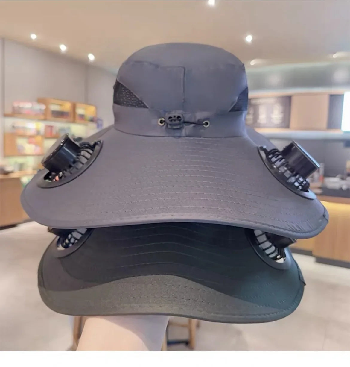 Solar-Powered Cooling Bucket Hat with USB Rechargeable Fan