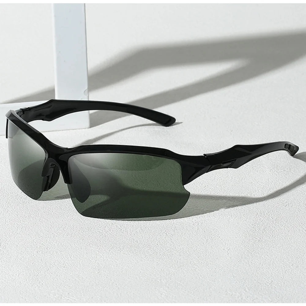 Polarized Half-Frame Sport Sunglasses with Anti-Glare Lenses