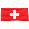 Un drapeau suisse rouge avec une croix blanche, affiché horizontalement.