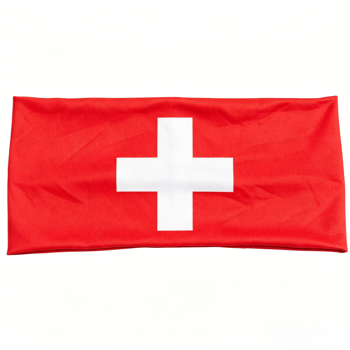 Un drapeau suisse rouge avec une croix blanche, affiché horizontalement.
