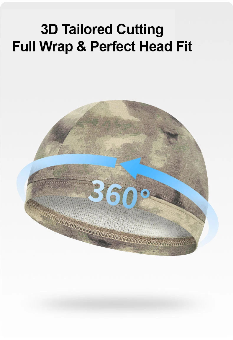 Tarnmuster-Netzhelm mit Kappe, gezeigt aus 360 Grad zur Darstellung der vollen Umhüllung und perfekten Passform