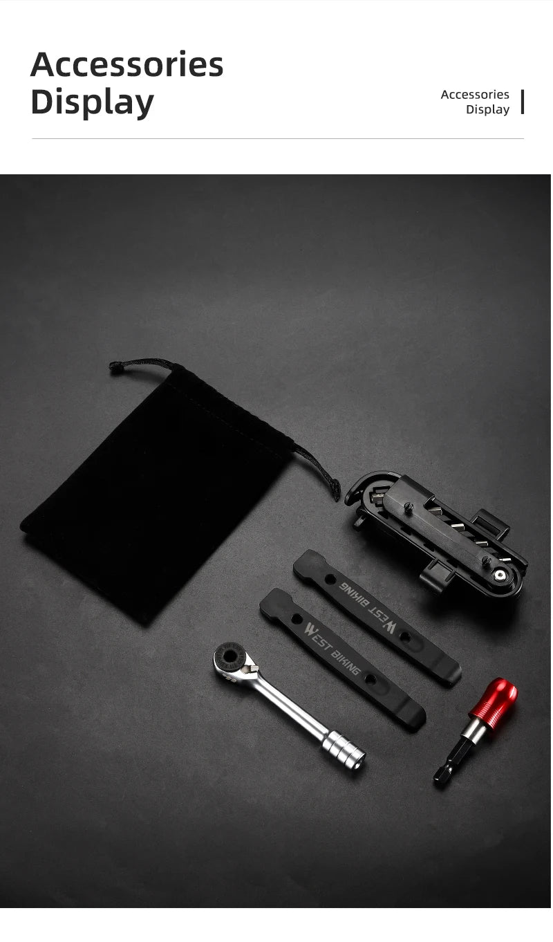 Compact 14-in-1 Ratchet Wrench Multi-Tool for Bicycles