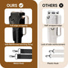 Comparison of a black water bottle carrier bag with reinforced stitching and a metal hook versus a white version with a plast