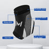Black and gray ankle protector featuring a breathable fabric, strong velcro, and an open heel design.