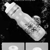 Bouteille d'eau pour vélo transparente avec mécanisme de scellement solide, ouverte et fermée.
